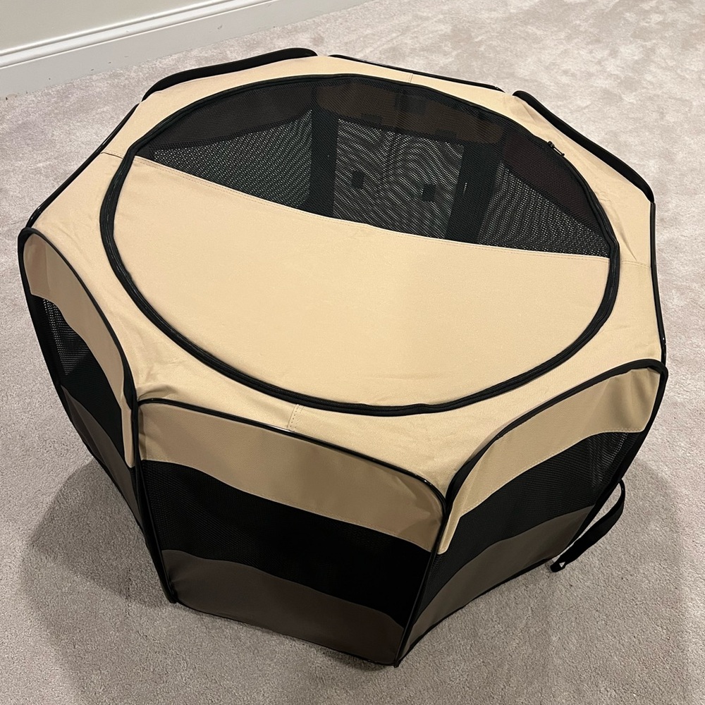 🆕 AIVITUVIN Portable Pet Playpen in Brown and Beige (Medium) - Picture 2 of 4